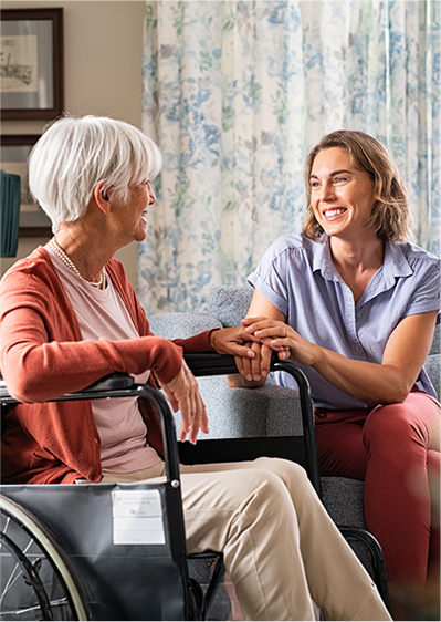 carer helping a patient